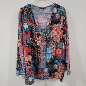 Womens Top Size XXL Patchwork Floral Bohemian Indie Art‎ To Wear Hippie